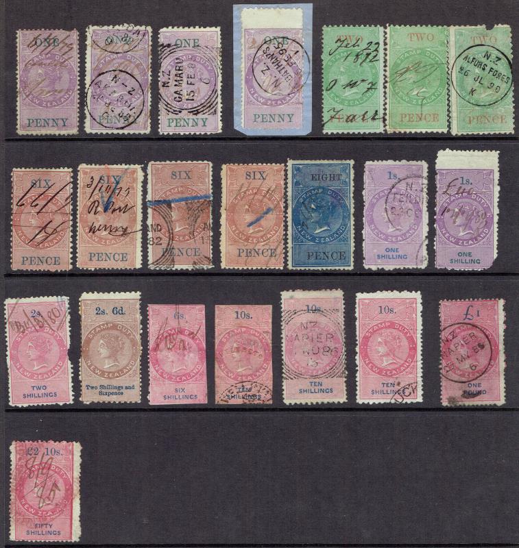 Lot 725 - NEW ZEALAND - Revenues - QV Longtypes  -  Mowbray Collectables ​Public Stamp Auction #37