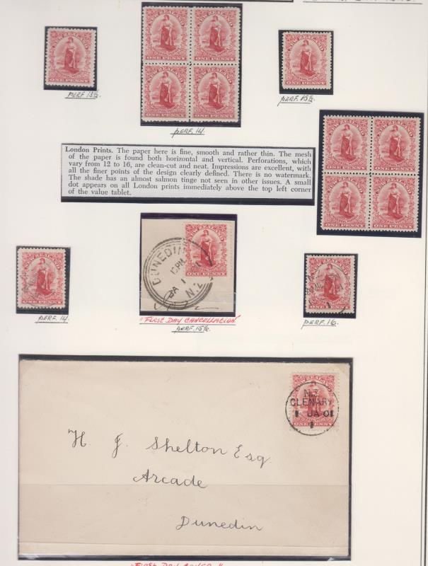 Lot 437 - NEW ZEALAND - Definitives / 1d Universals  -  Mowbray Collectables ​Public Stamp Auction #35