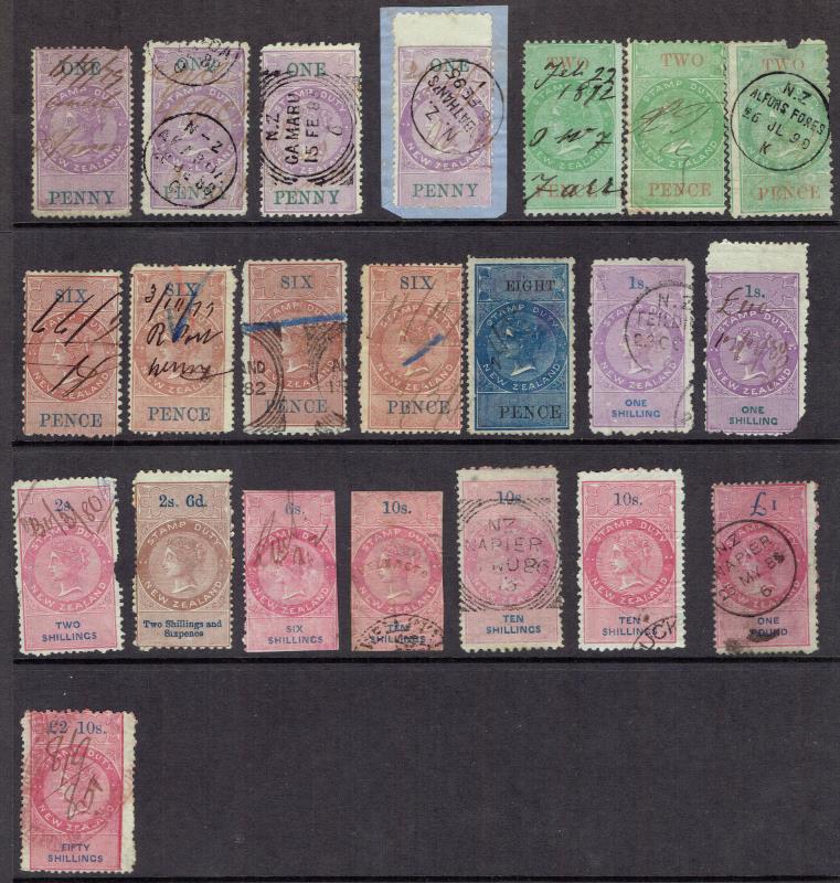 Lot 789 - NEW ZEALAND - Revenues / QV Long Types - Mowbray Collectables Public Stamp Auction #35 Lot 789 - NEW ZEALAND - Revenues / QV Long Types - Mowbray Collectables Public Stamp Auction #35